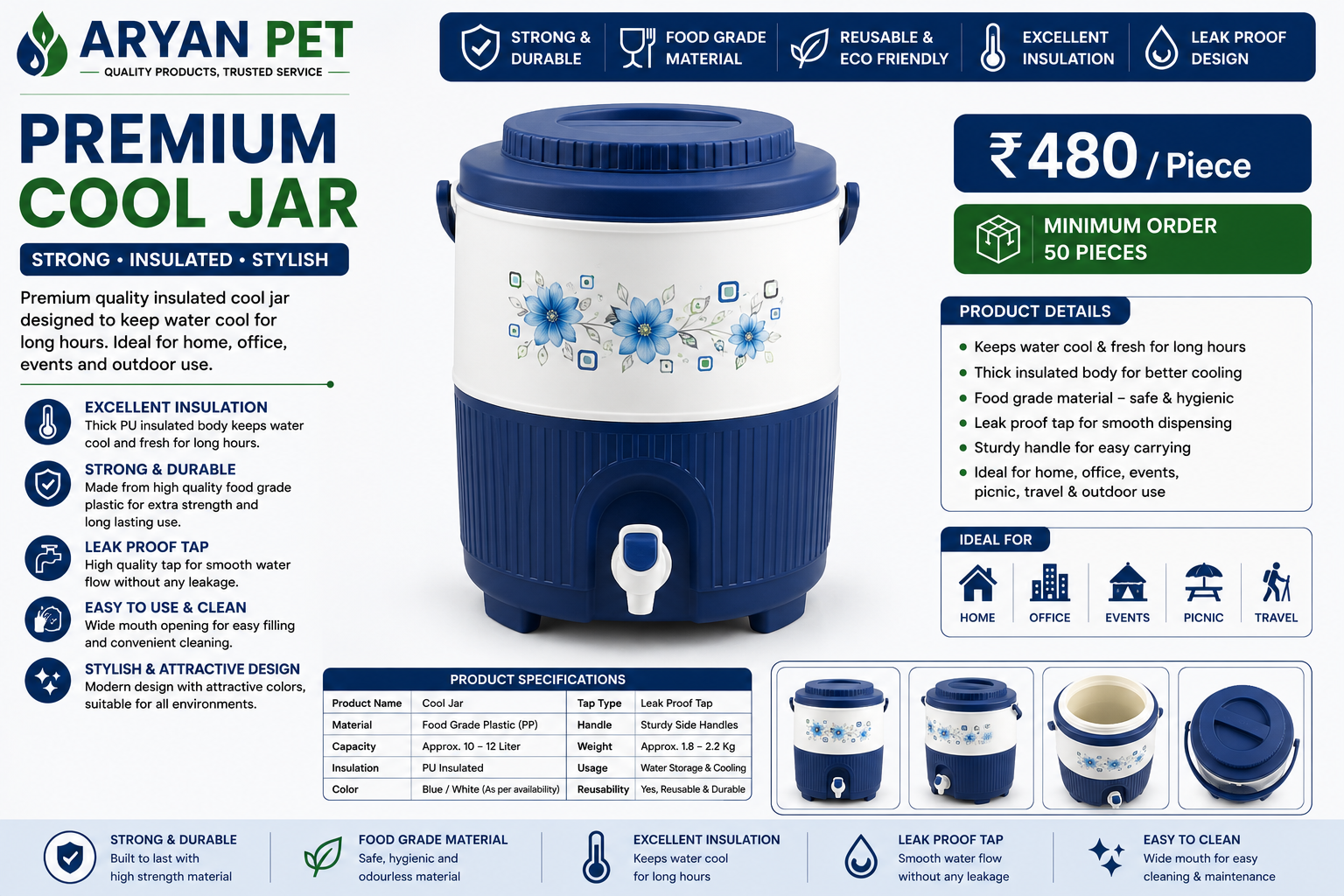 Premium Cool Water Jar ₹480 / Piece